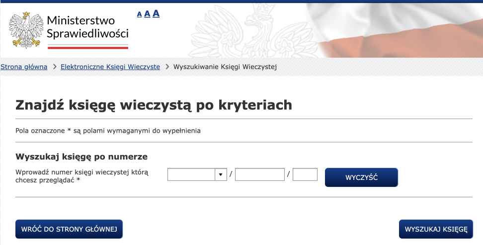 Stary numer księgi wieczystej - zamiana na nowy za pomocą Ekw.ms.gov.pl