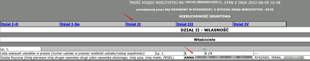Ekw.ms.gov.pl - księga wieczysta, dział II - Właściciel nieruchomości